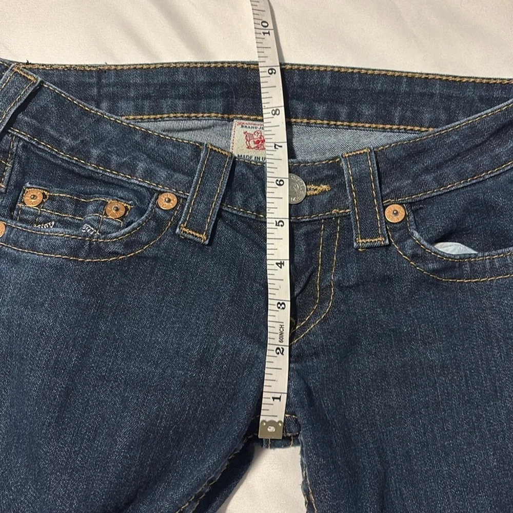 True religion straight leg jeans low rise cotton blend dark blue 5 pockets sz 26 - Picture 11 of 14